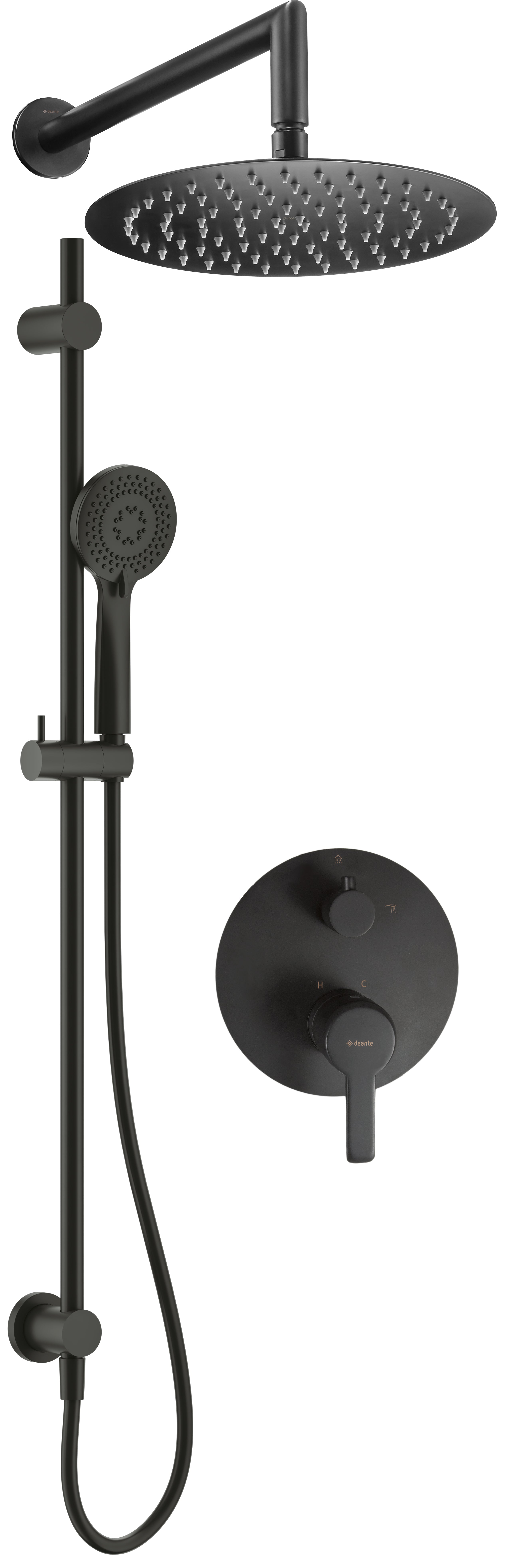 Concealed shower set, with sliding bar - with a shower head